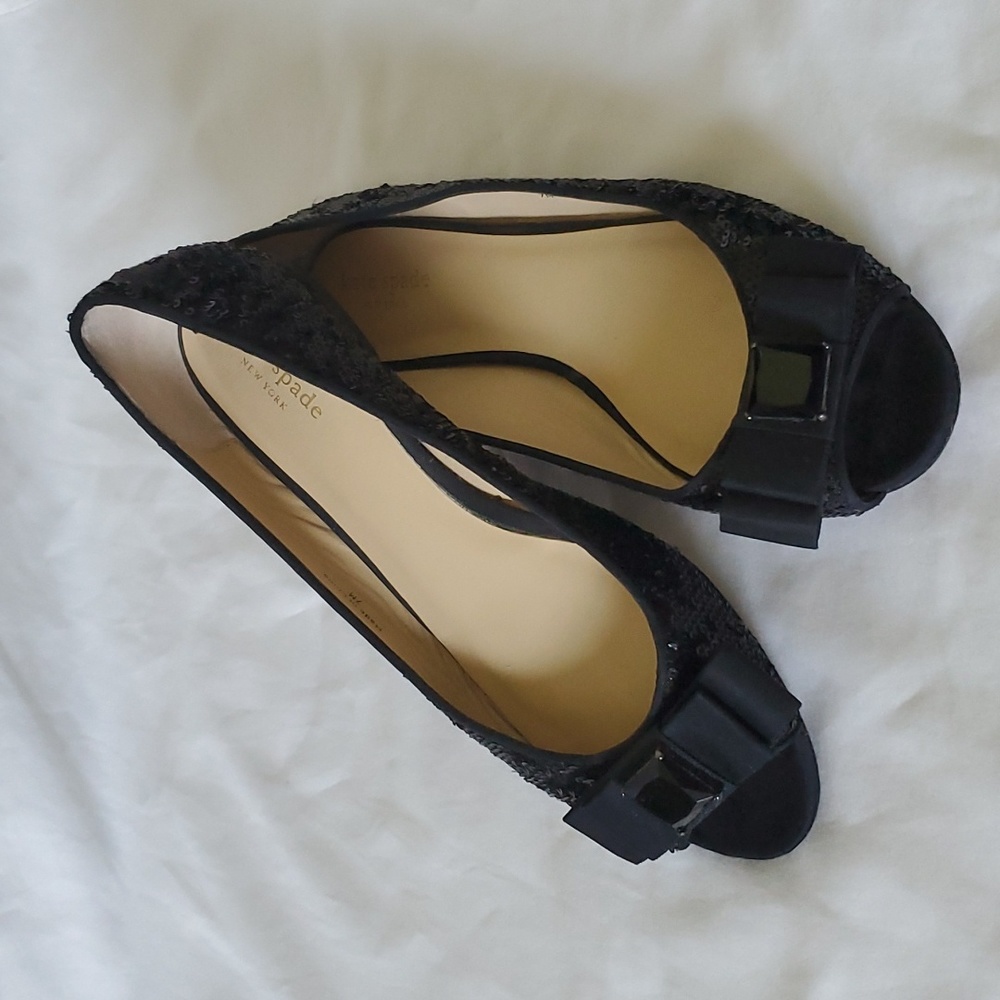 Black vintage sequin Kate Spade ballet flats sz 7M